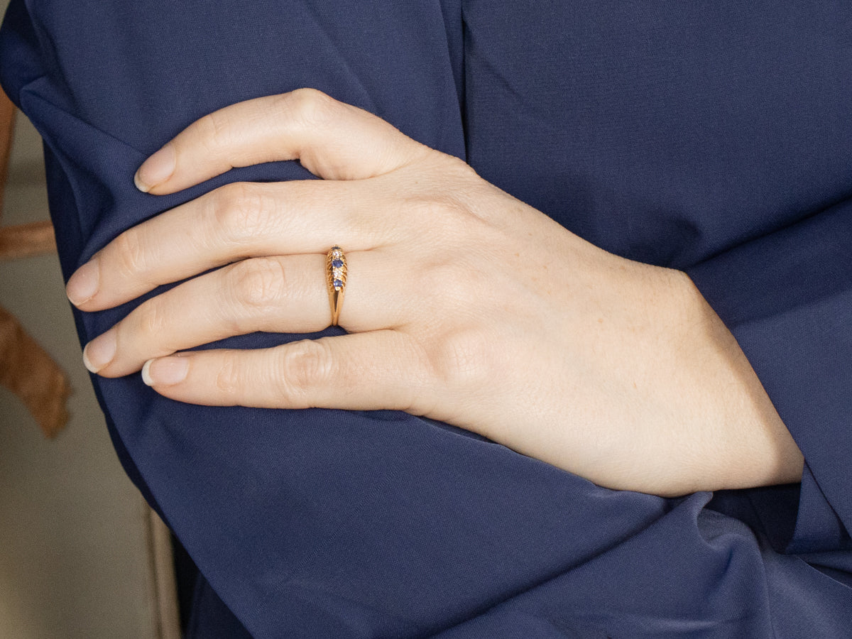 Natural Sapphire and Diamond Anniversary Band