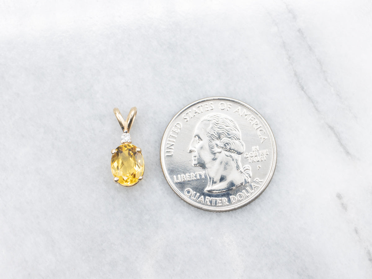 Yellow Beryl and Diamond Gemstone Pendant