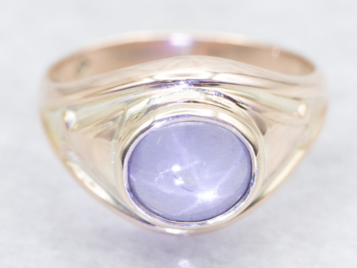 Unisex Purple Star Sapphire Solitaire Ring