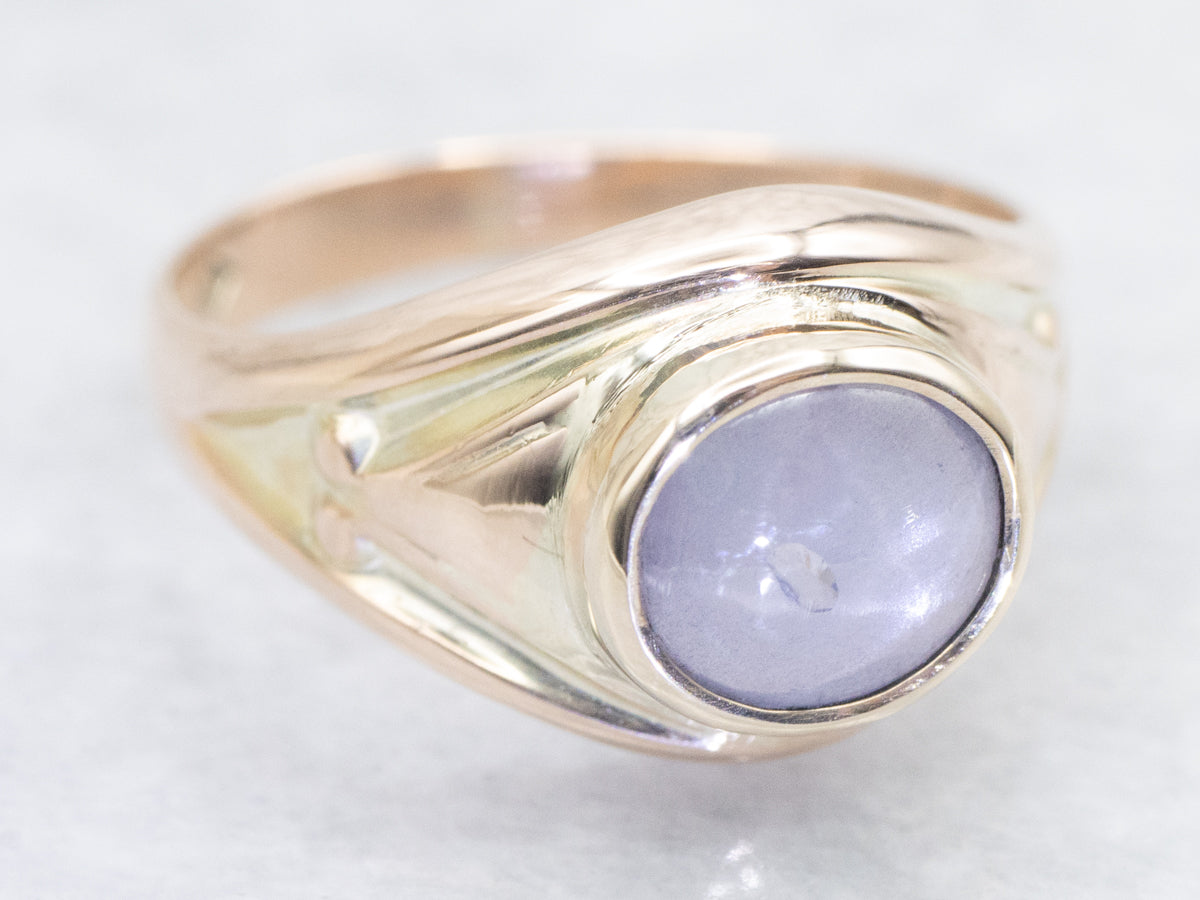 Unisex Purple Star Sapphire Solitaire Ring