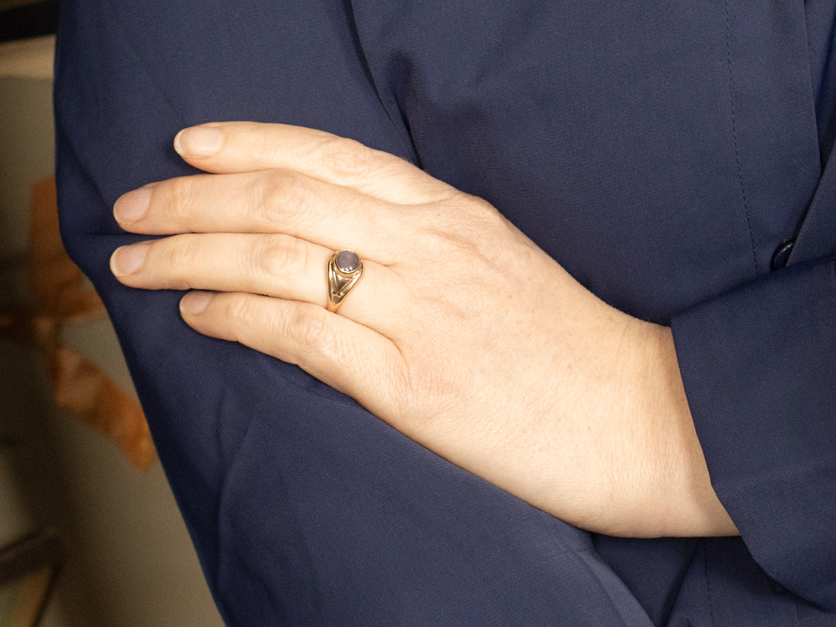 Unisex Purple Star Sapphire Solitaire Ring