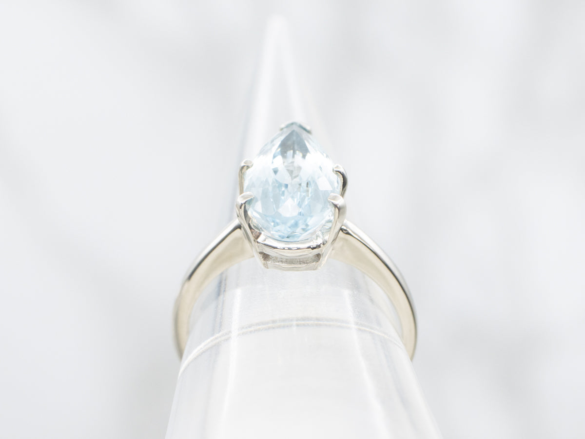 Pear Cut Aquamarine Solitaire Ring