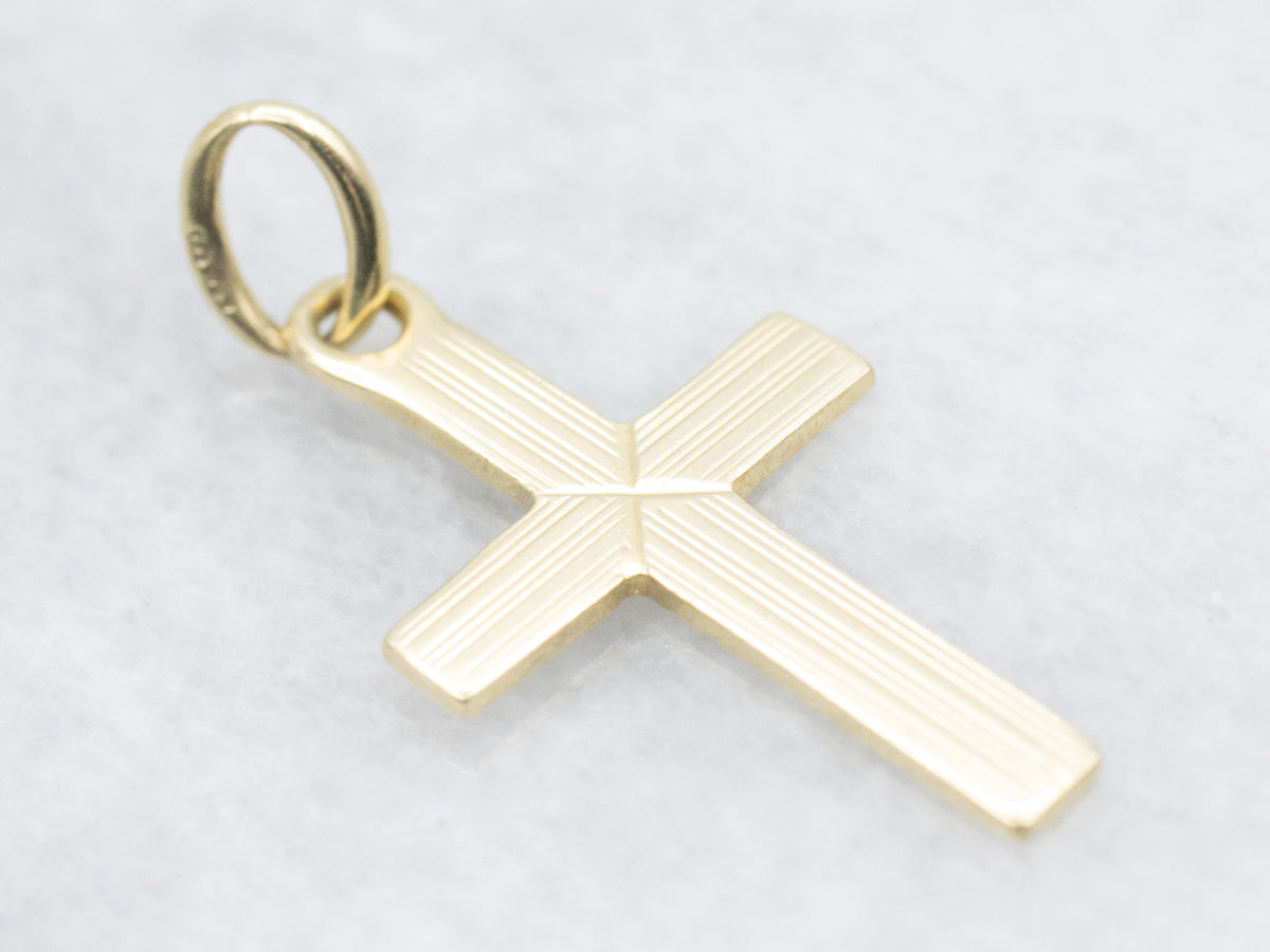 Little Pinstriped Vintage Gold Cross