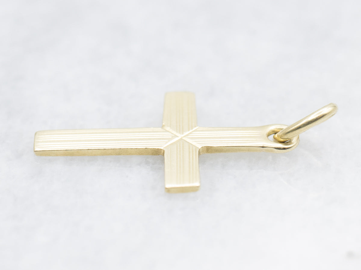 Little Pinstriped Vintage Gold Cross