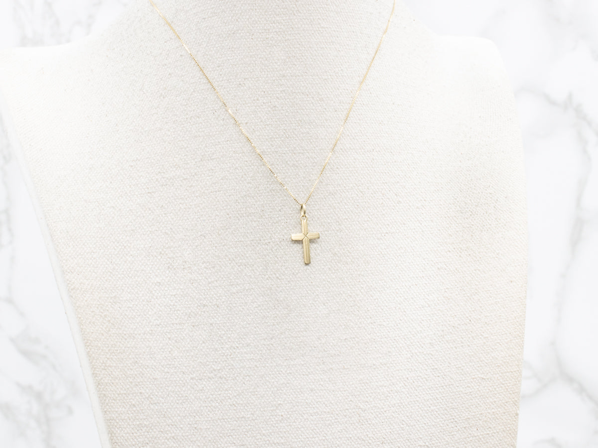Little Pinstriped Vintage Gold Cross