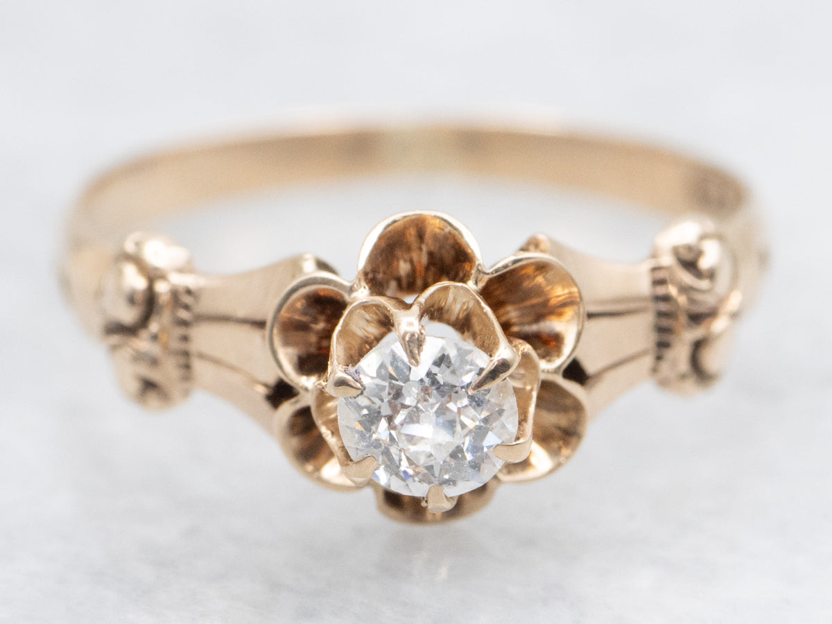 Antique Buttercup Old Mine Cut Diamond Engagement Ring