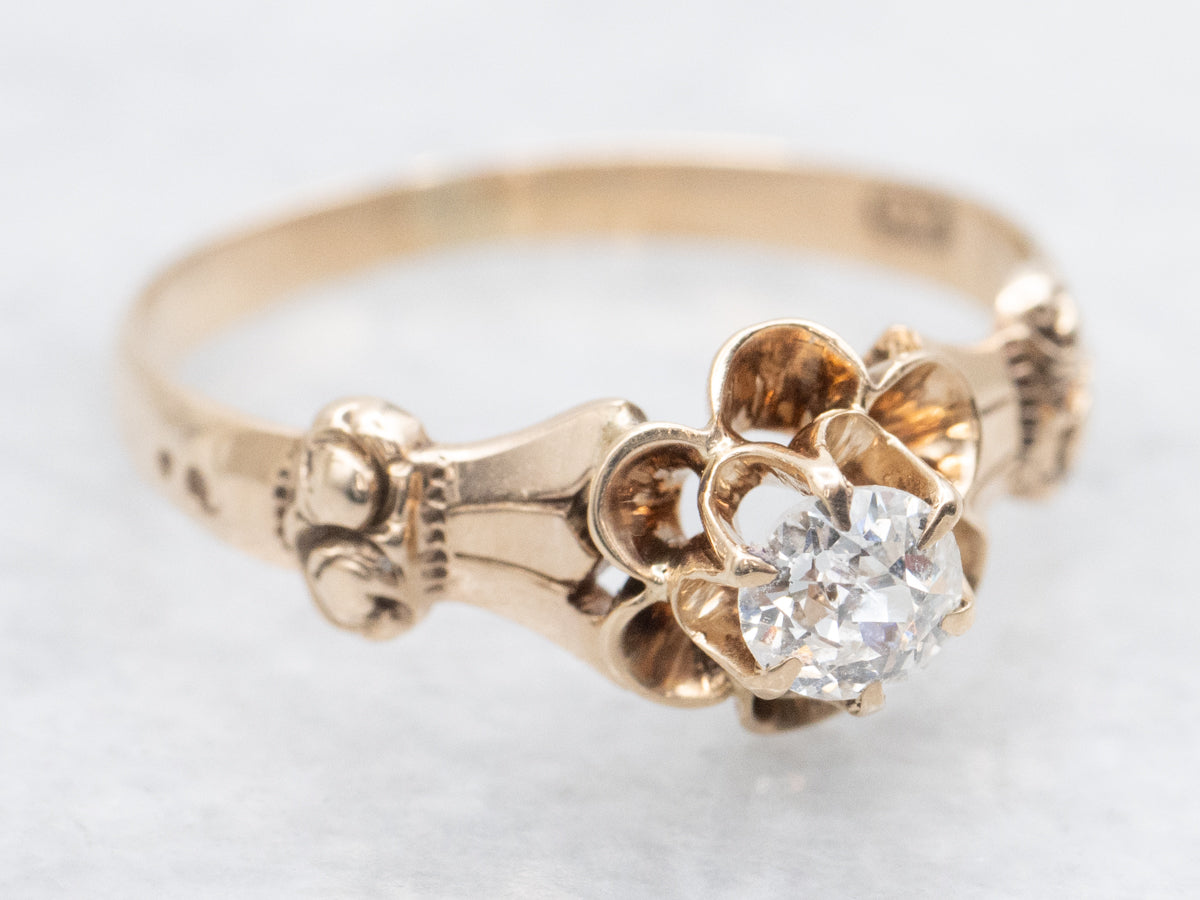 Antique Buttercup Old Mine Cut Diamond Engagement Ring