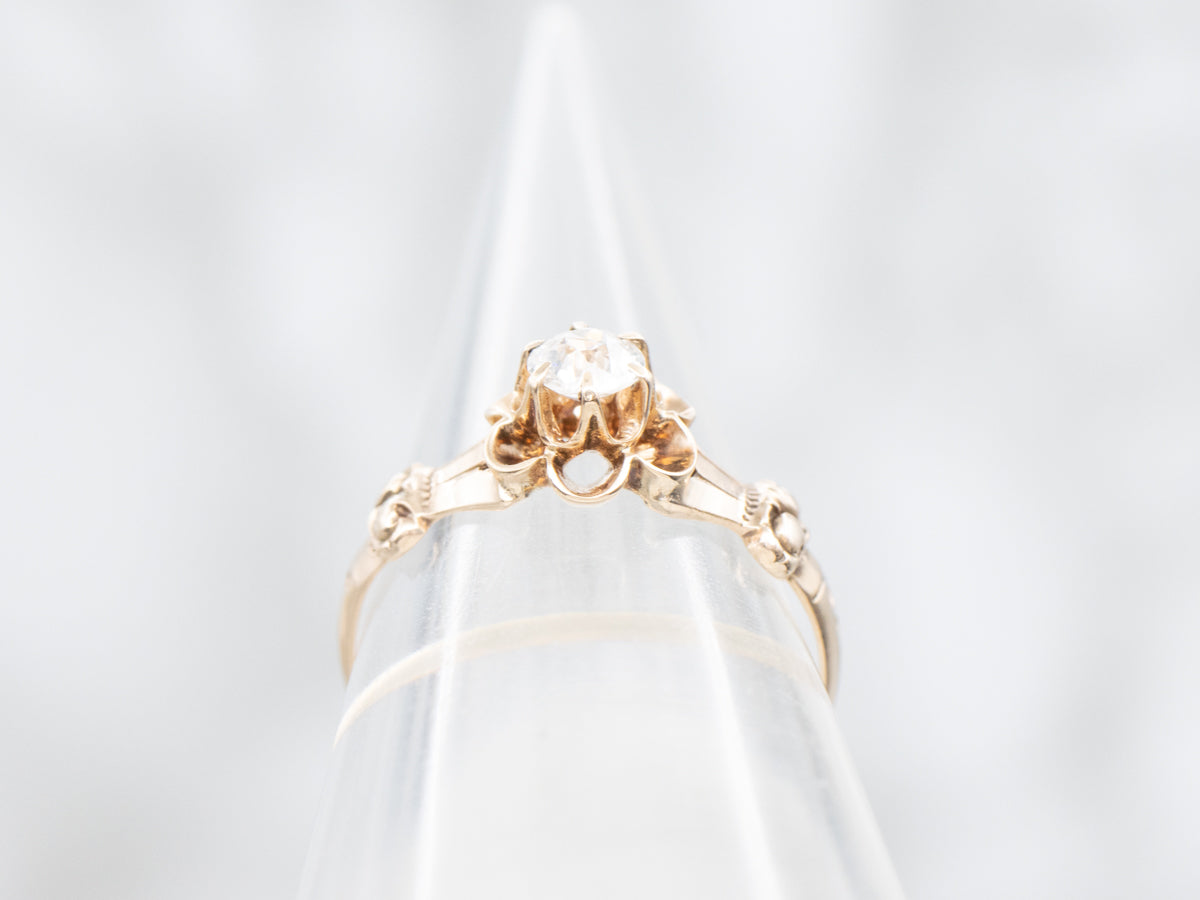 Antique Buttercup Old Mine Cut Diamond Engagement Ring