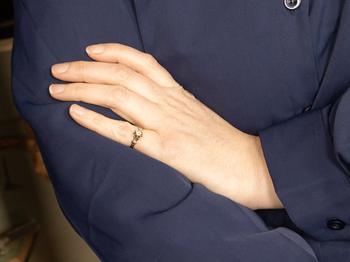 Antique Buttercup Old Mine Cut Diamond Engagement Ring