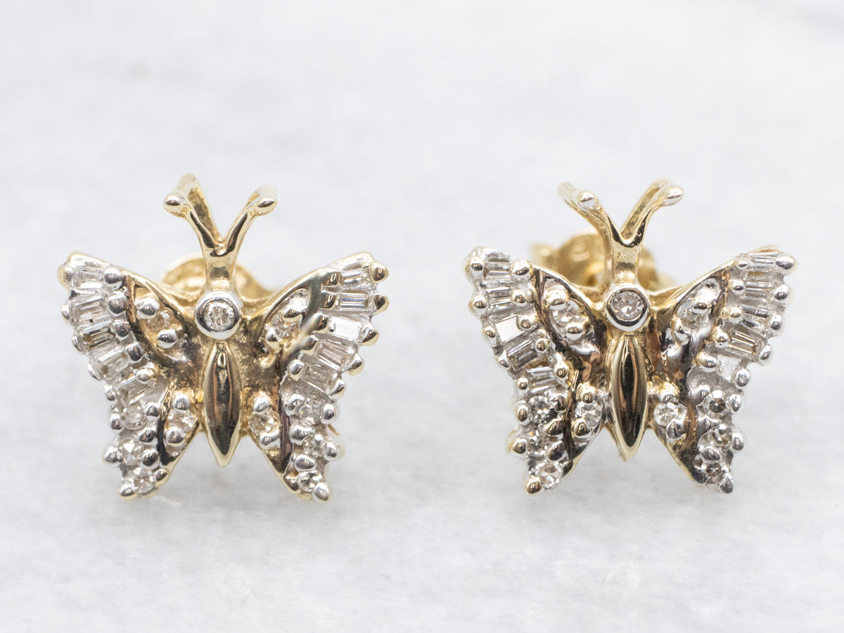 Diamond Encrusted Butterfly Stud Earrings