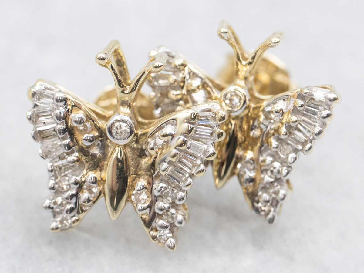 Diamond Encrusted Butterfly Stud Earrings