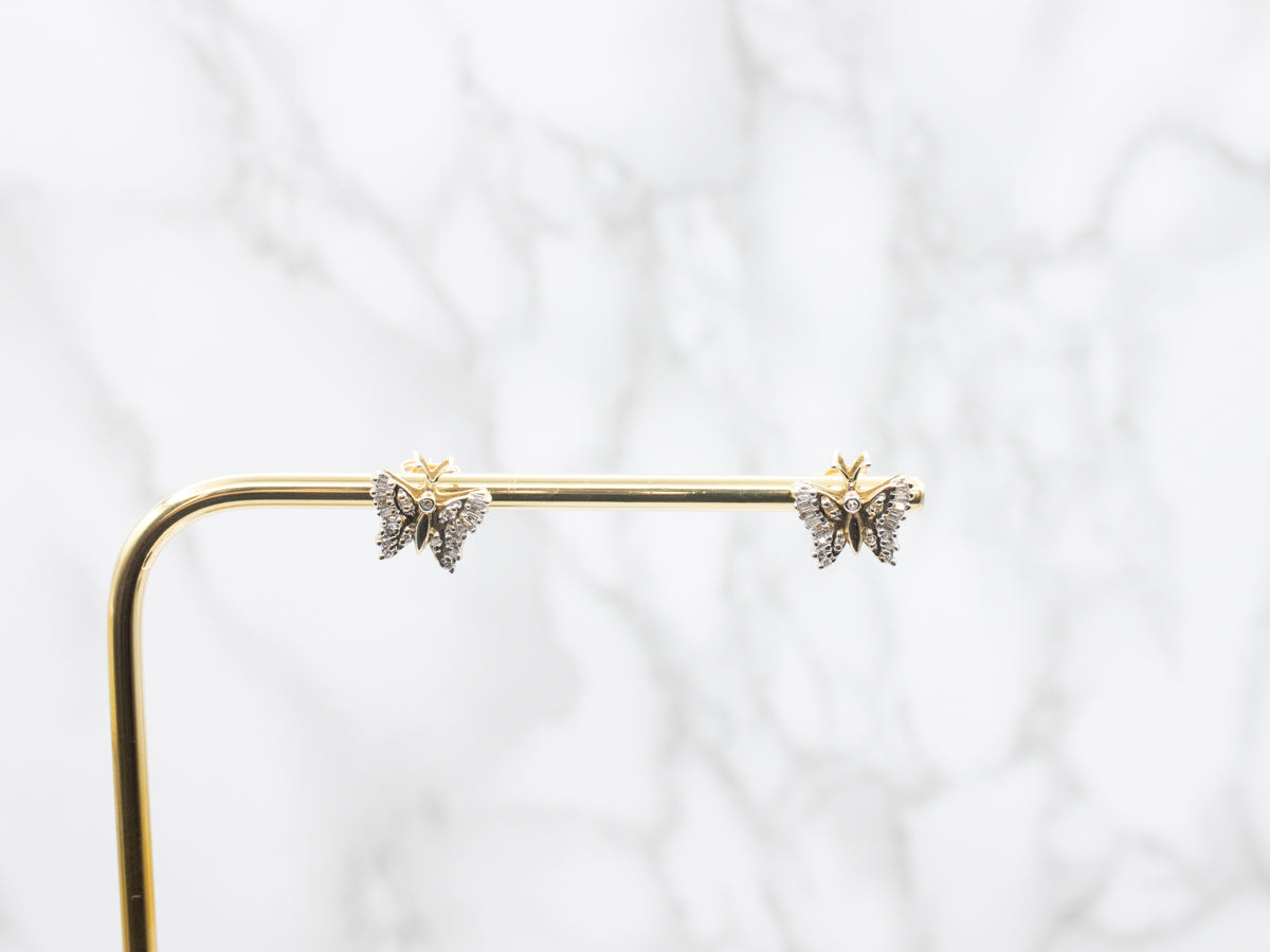 Diamond Encrusted Butterfly Stud Earrings