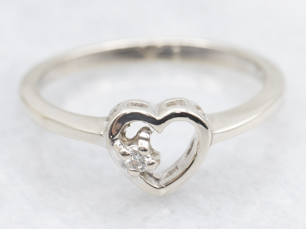 Heart Shaped Ring with Diamond Accent