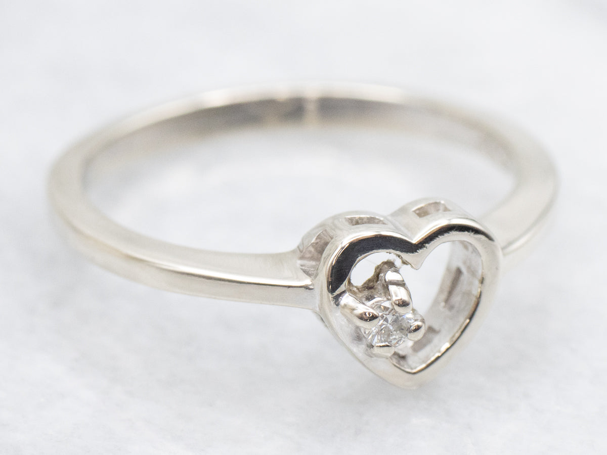 Heart Shaped Ring with Diamond Accent