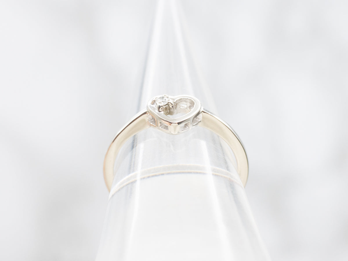 Heart Shaped Ring with Diamond Accent