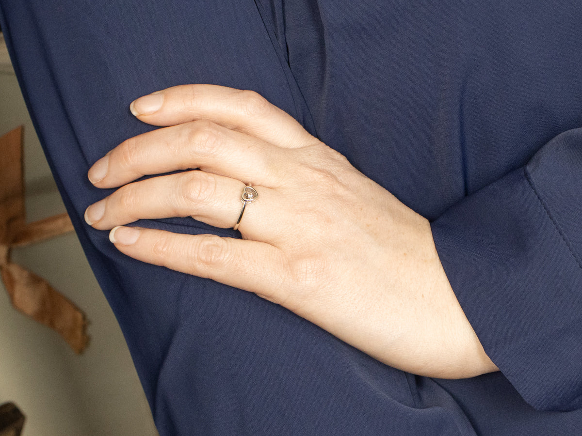 Heart Shaped Ring with Diamond Accent