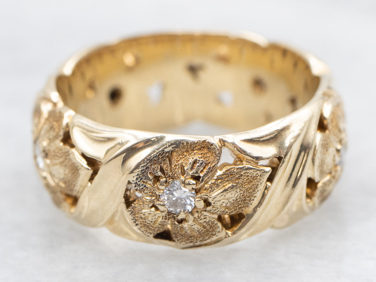 Vintage Jabel Floral Pattern Diamond Band
