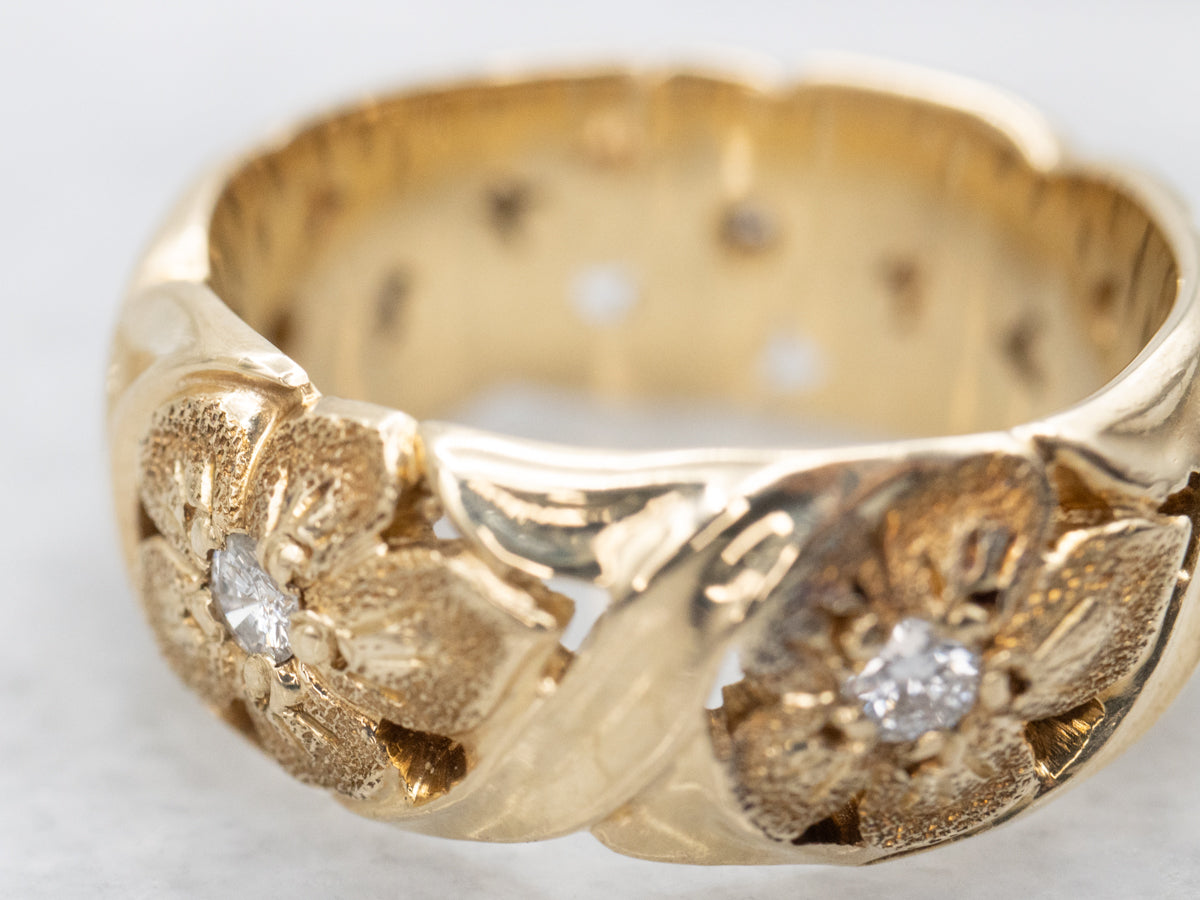 Vintage Jabel Floral Pattern Diamond Band