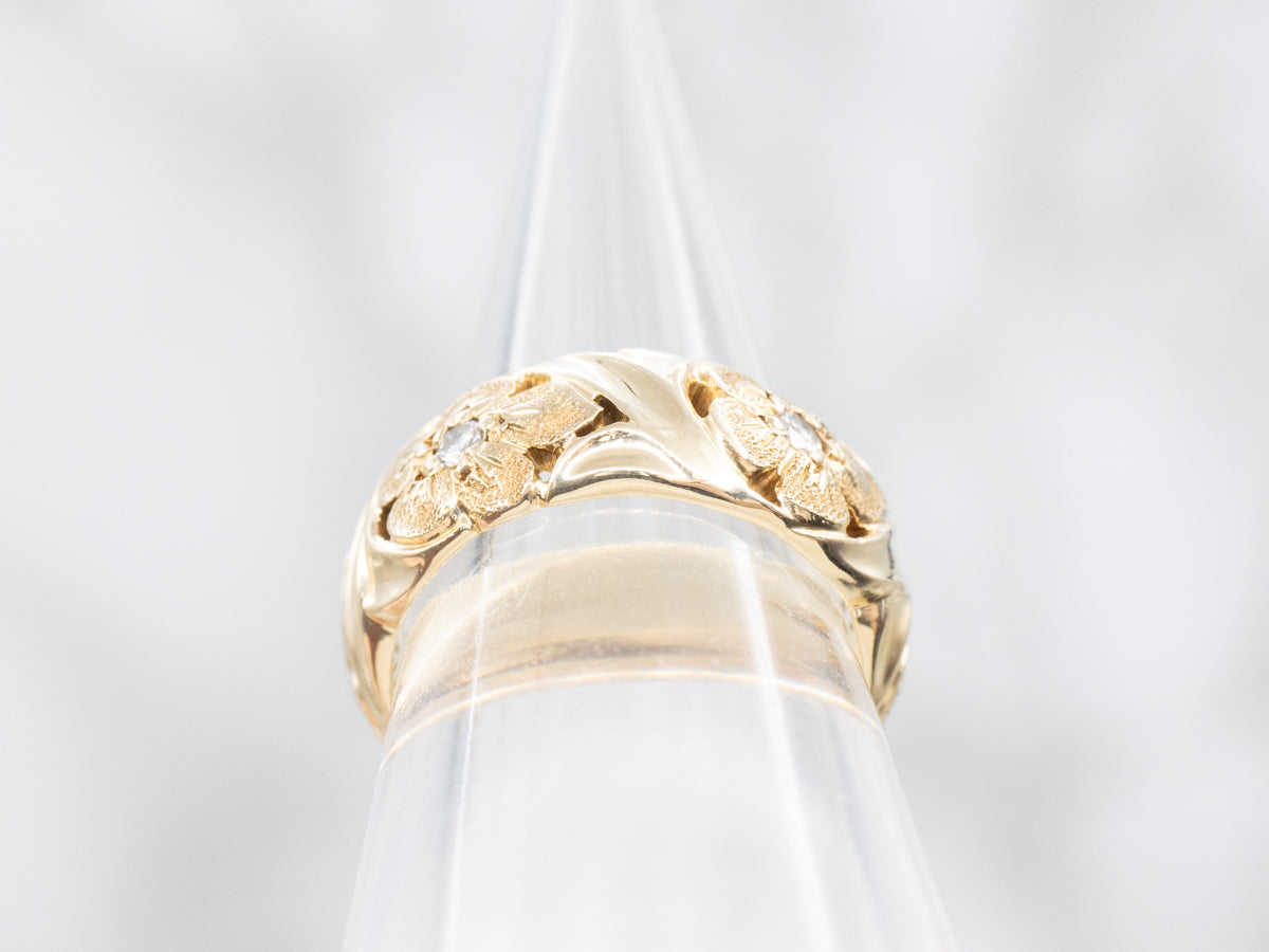 Vintage Jabel Floral Pattern Diamond Band