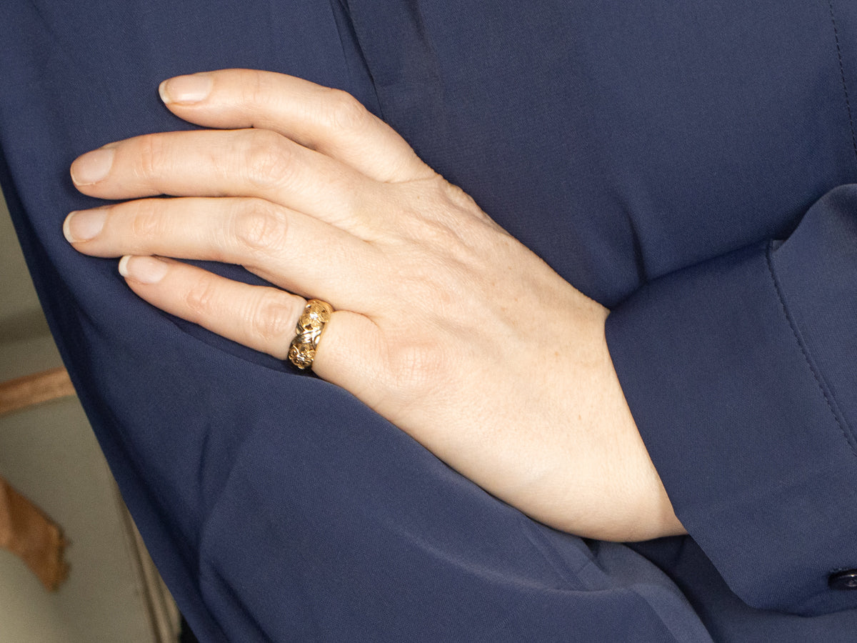 Vintage Jabel Floral Pattern Diamond Band