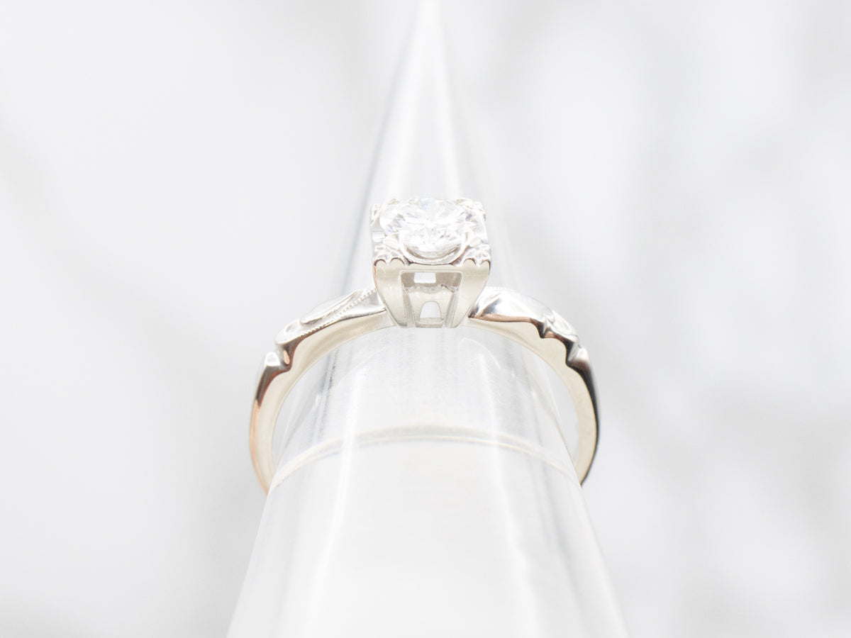 Sweetheart 1950s European Cut Diamond Solitaire Engagement Ring