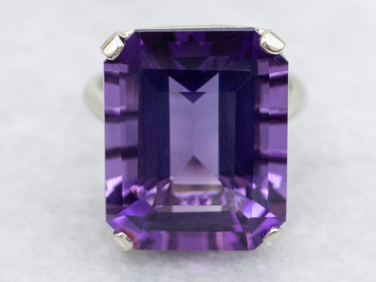White Gold Amethyst Cocktail Ring