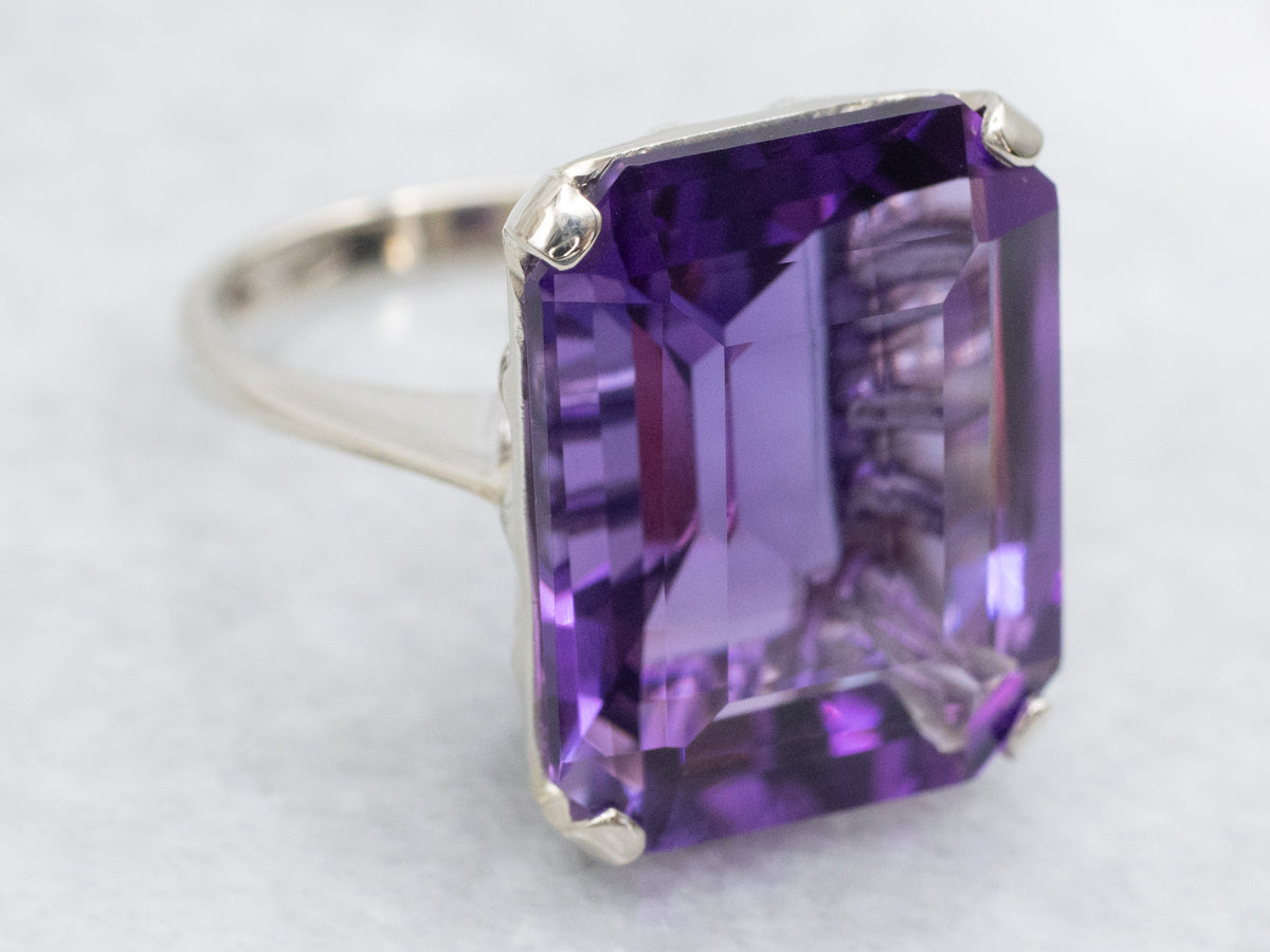 White Gold Amethyst Cocktail Ring