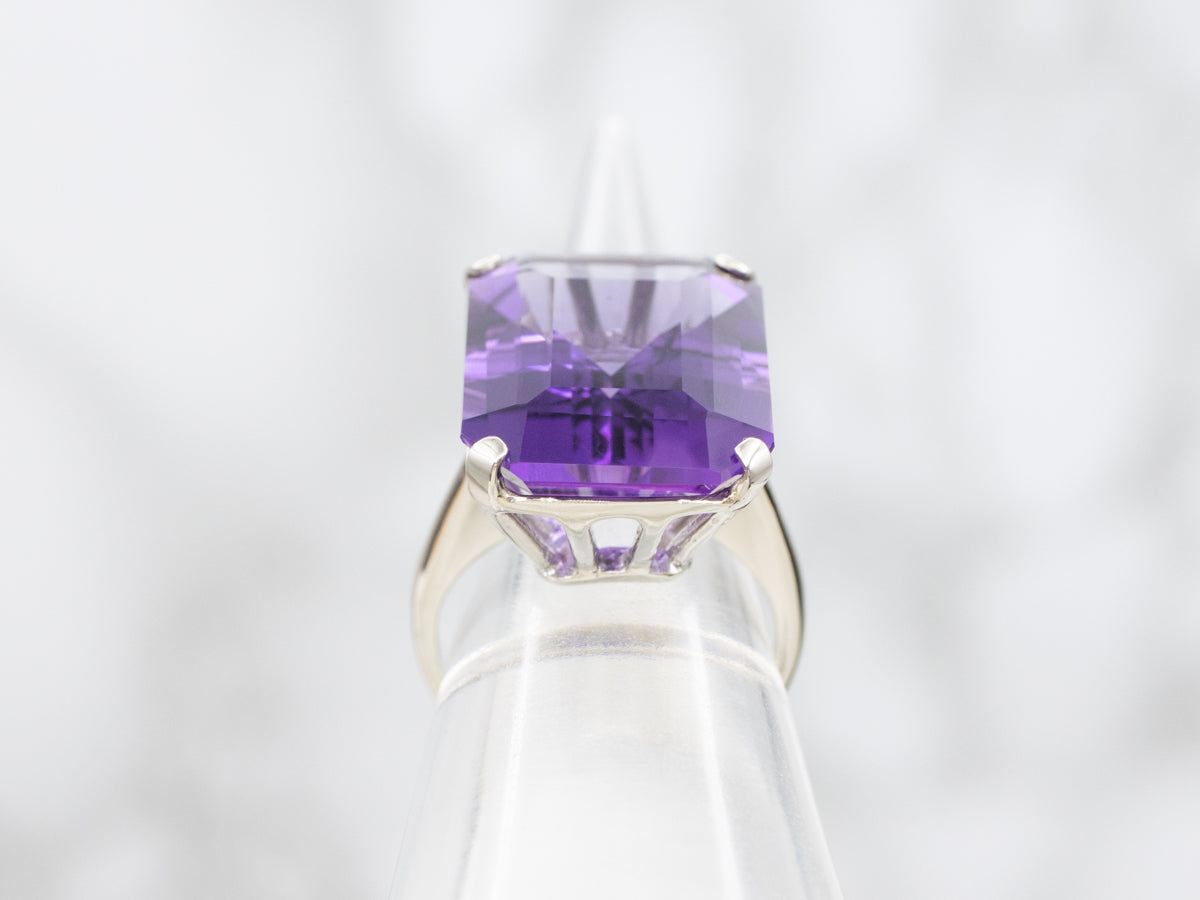White Gold Amethyst Cocktail Ring