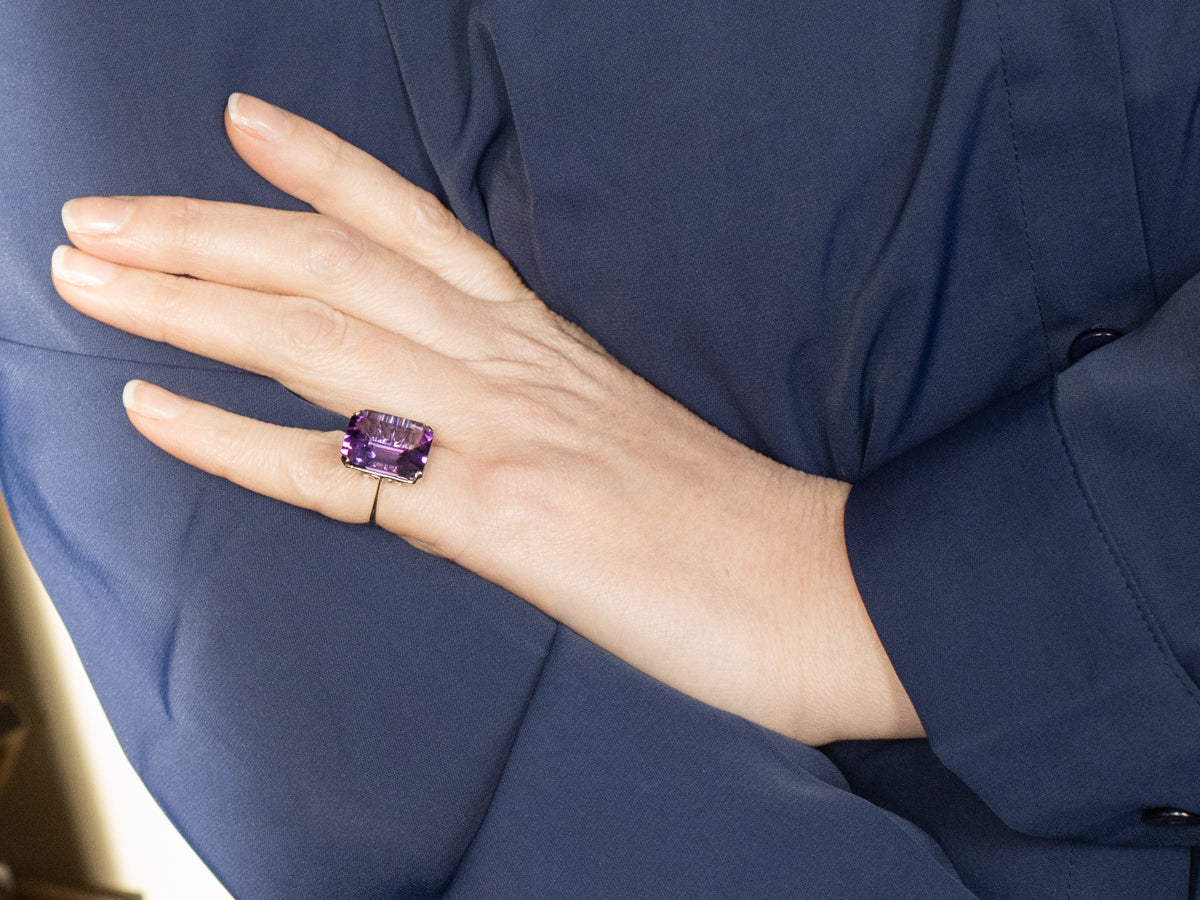 White Gold Amethyst Cocktail Ring