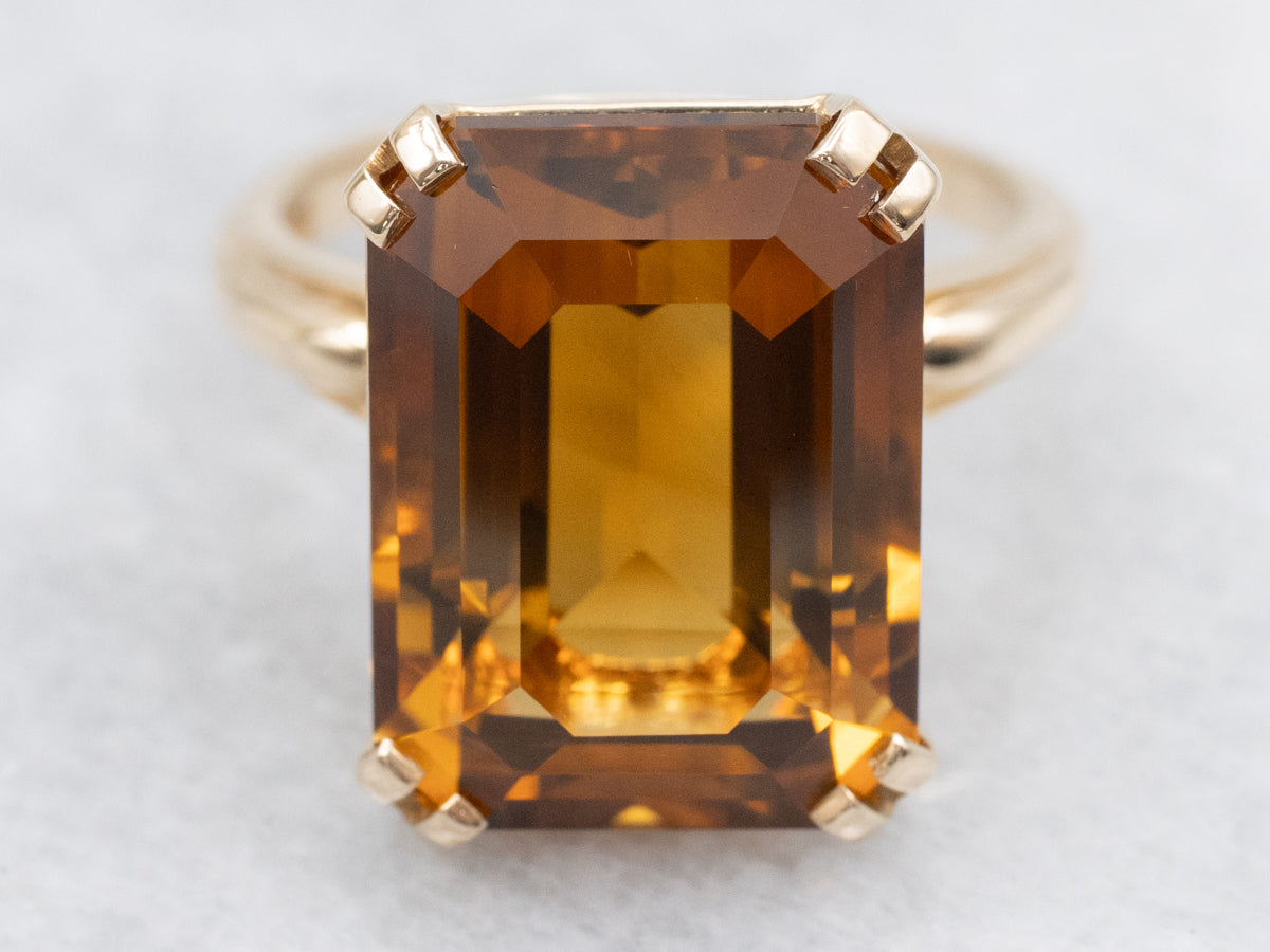 Citrine and Vintage Gold Cocktail Ring