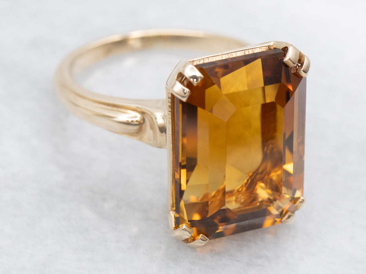 Citrine and Vintage Gold Cocktail Ring