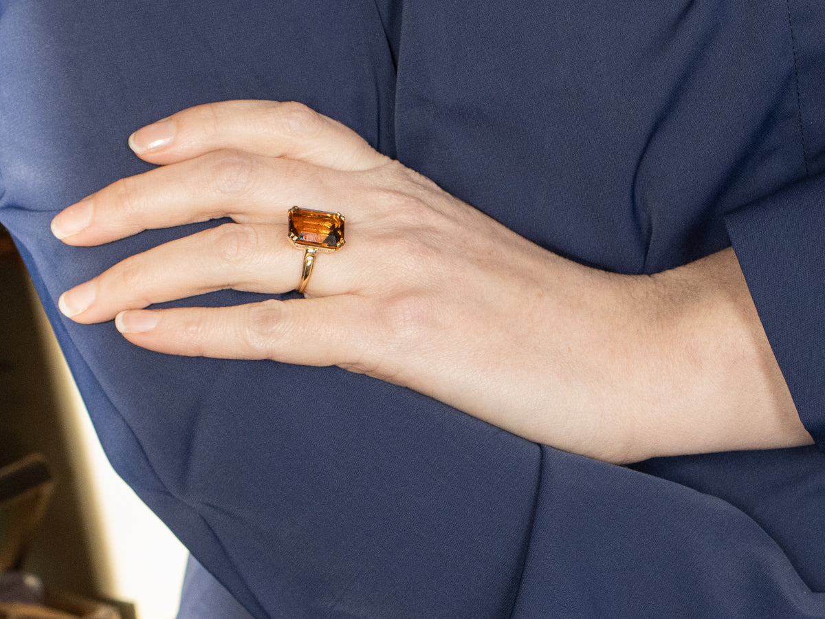 Citrine and Vintage Gold Cocktail Ring