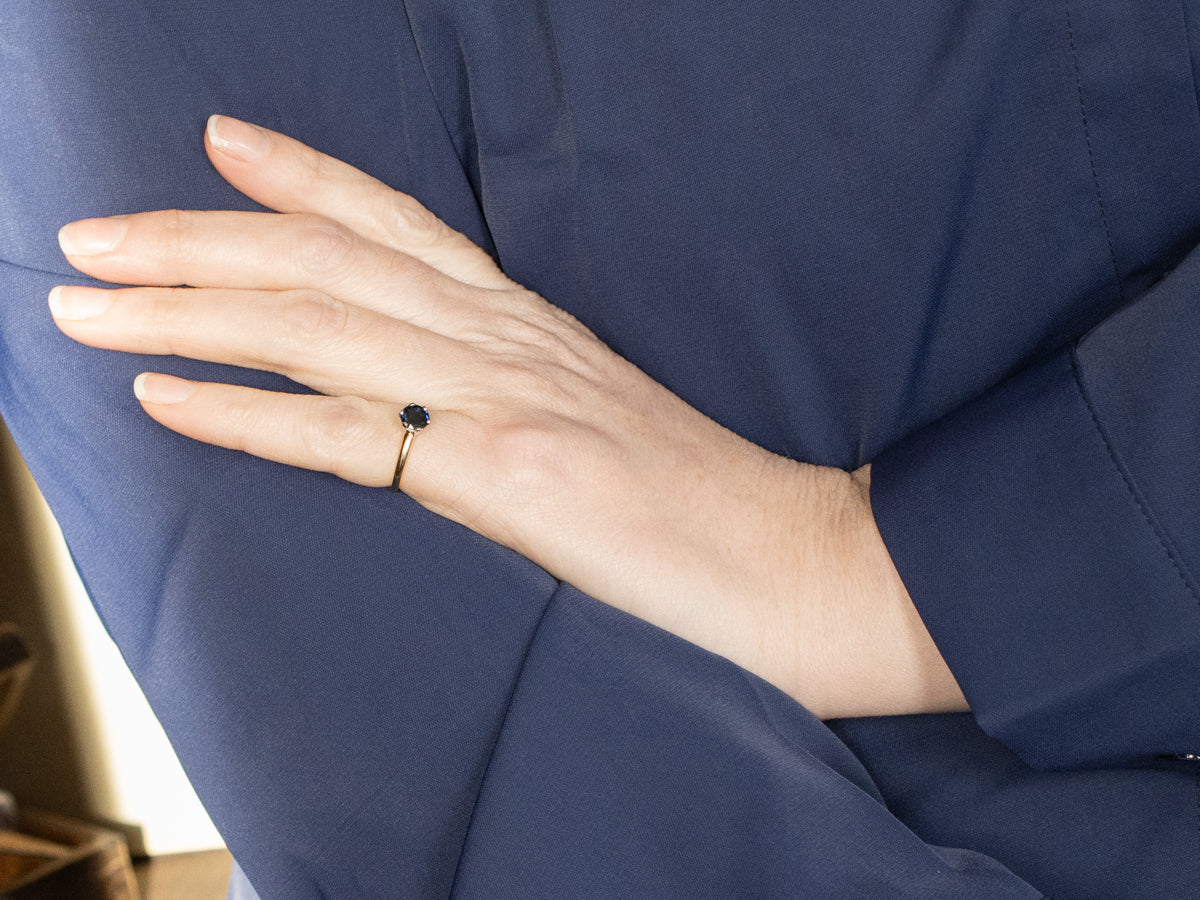 Two Tone Gold Sapphire Solitaire Ring