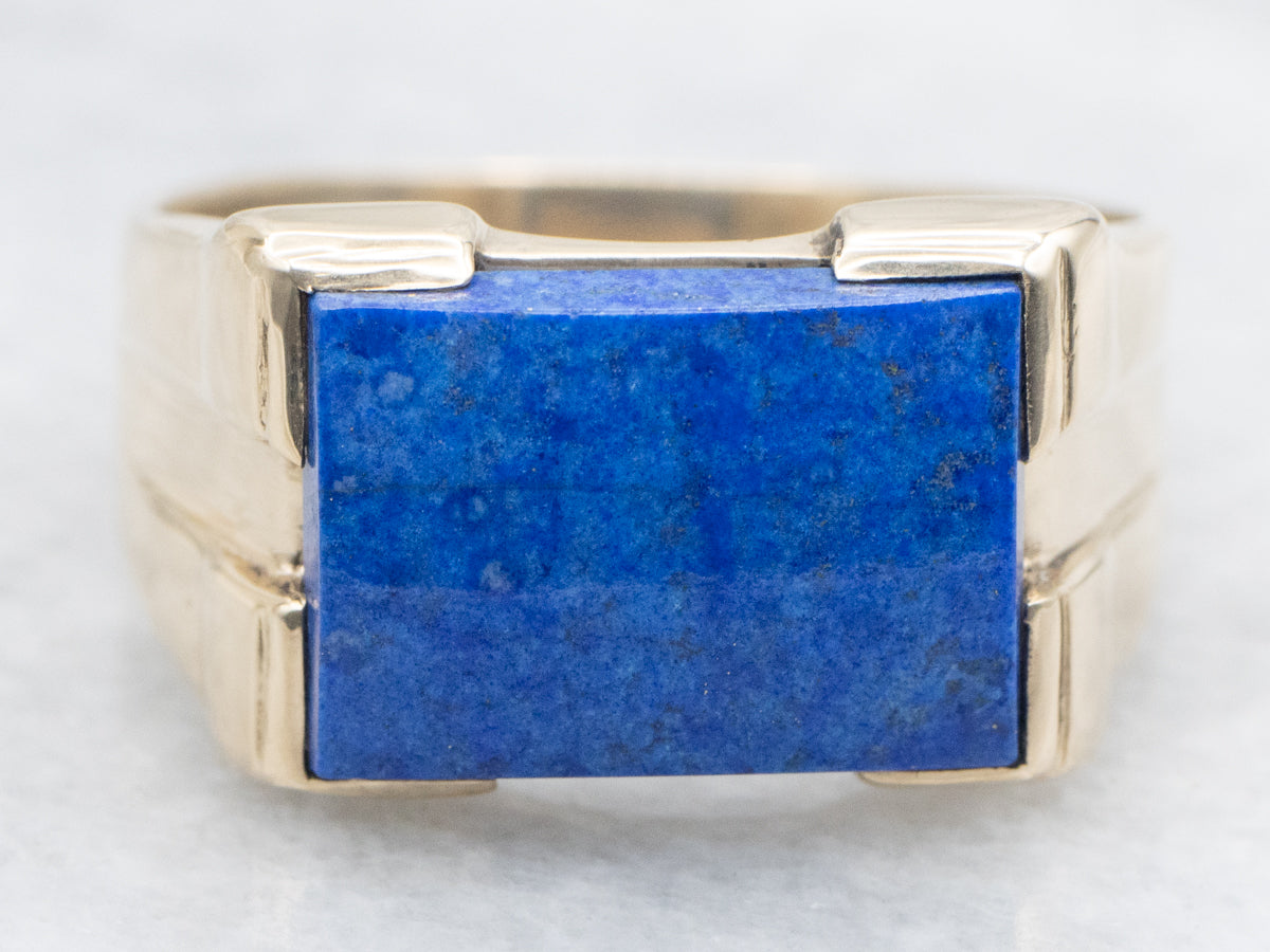 Mid-Century Lapis and Gold Men's Ring
