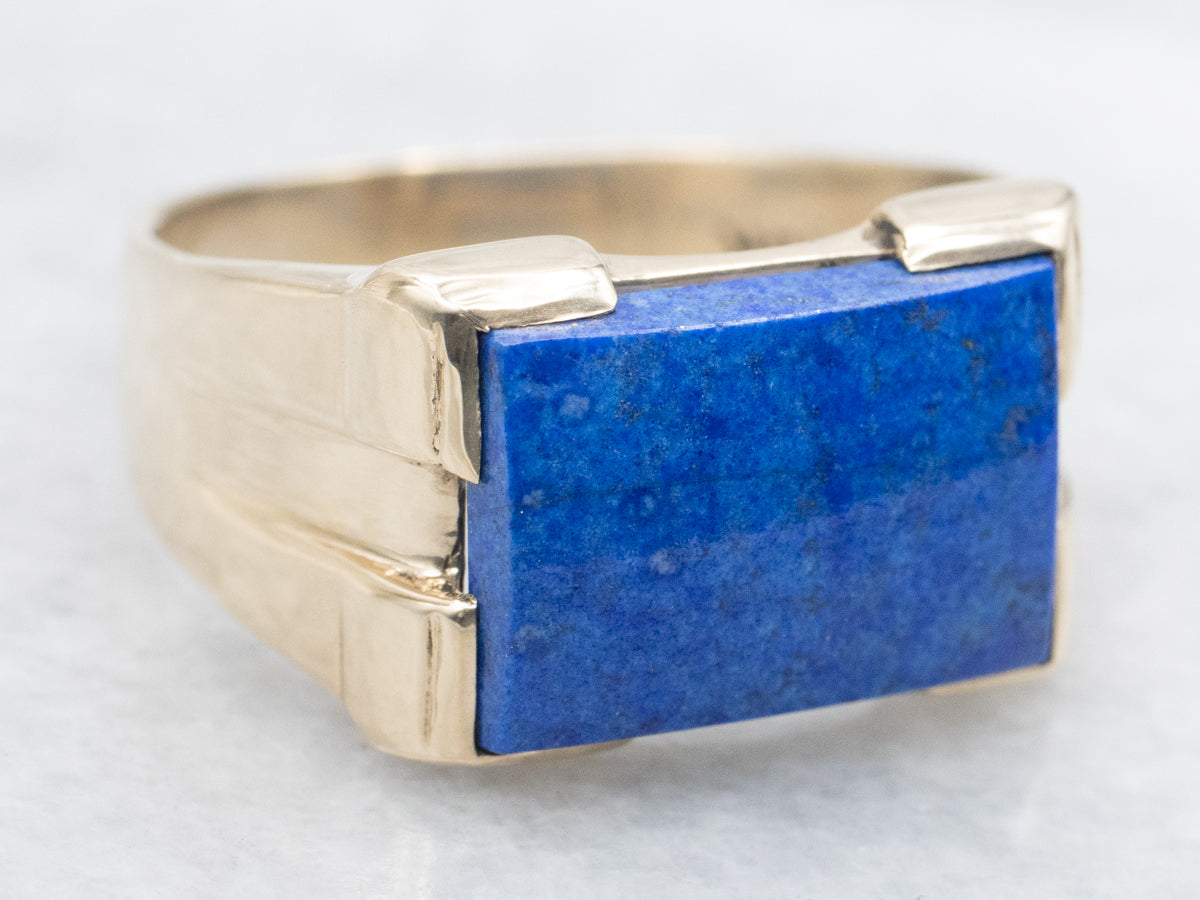 Mid-Century Lapis and Gold Men's Ring