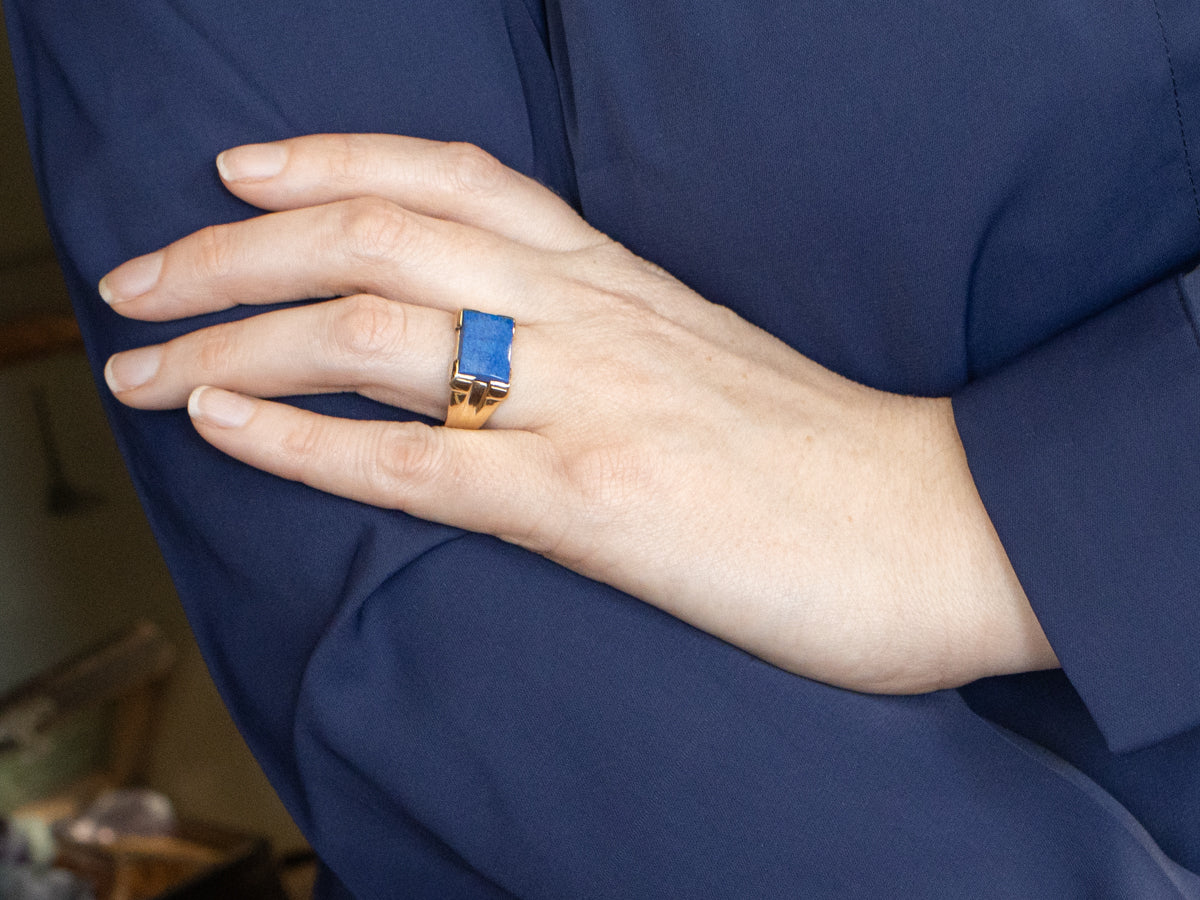 Mid-Century Lapis and Gold Men's Ring