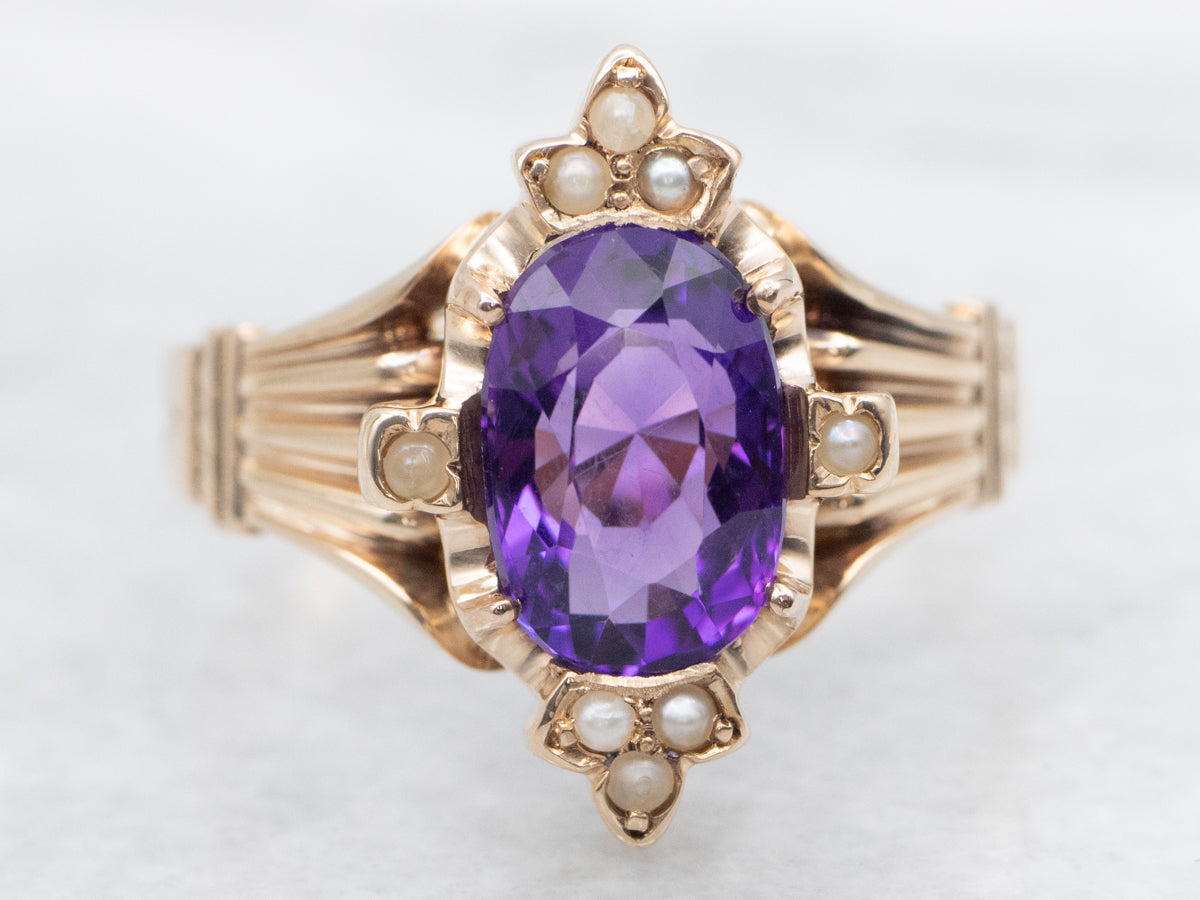 Victorian Amethyst and Seed Pearl Ring