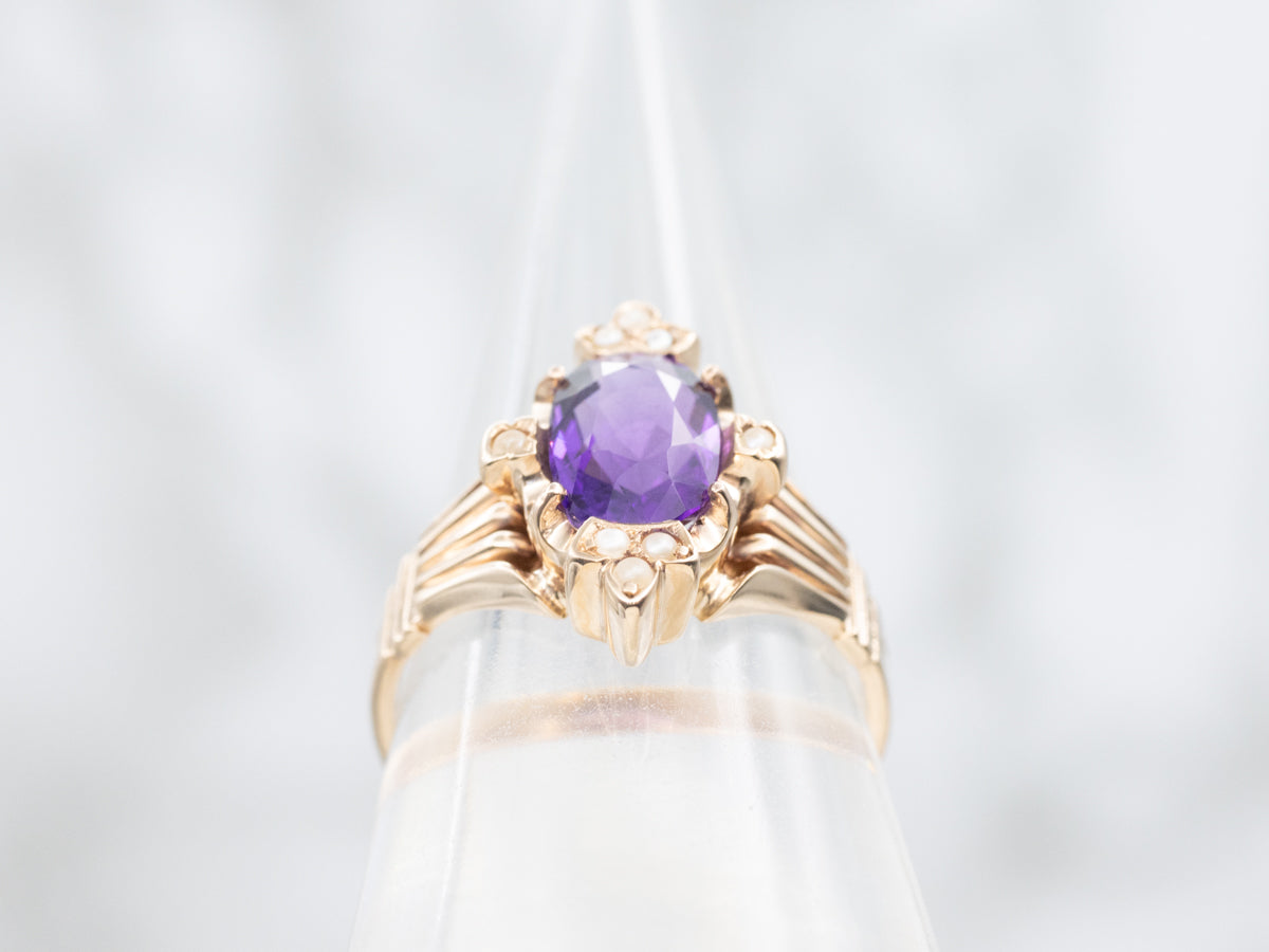 Victorian Amethyst and Seed Pearl Ring