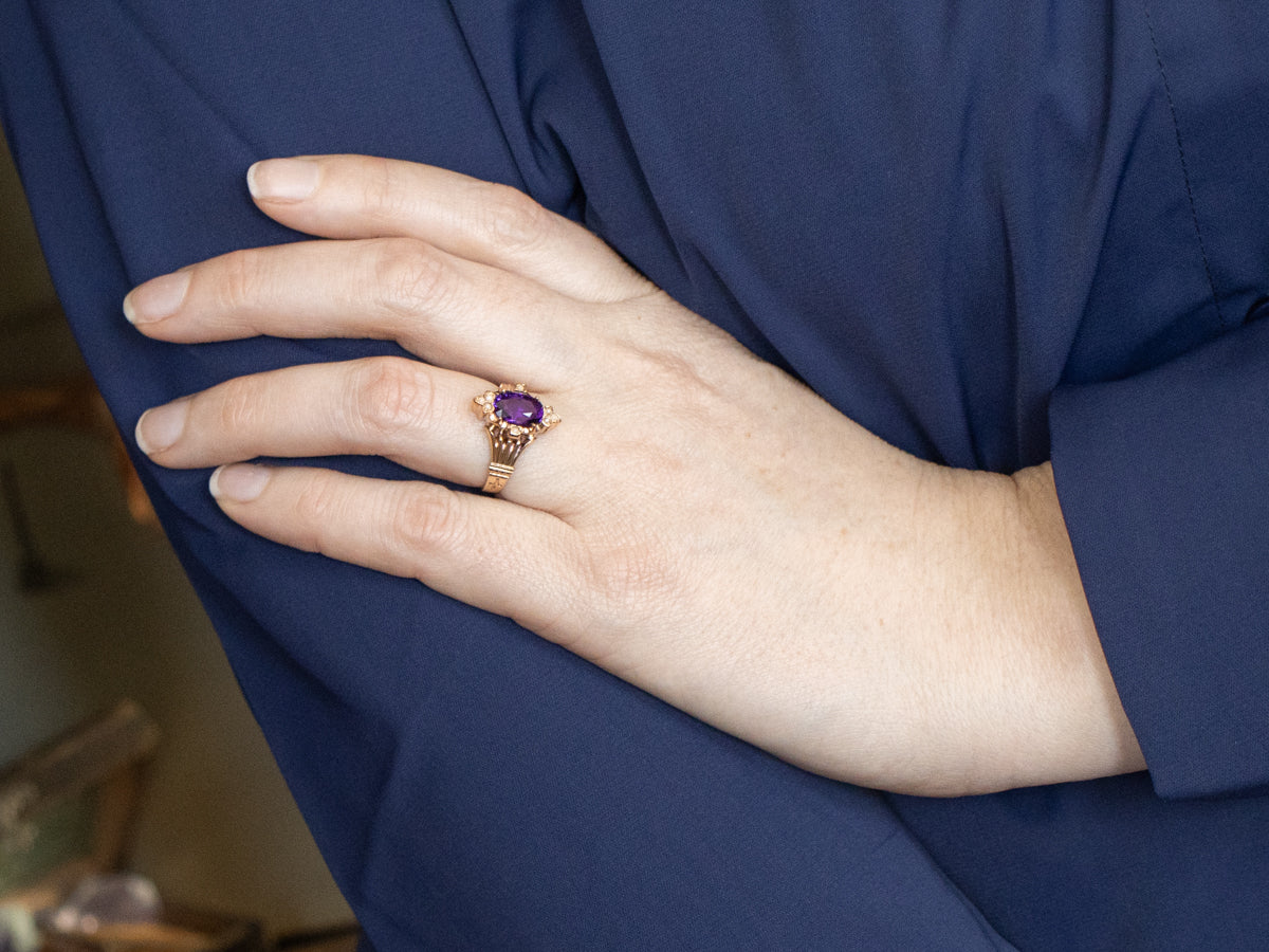 Victorian Amethyst and Seed Pearl Ring