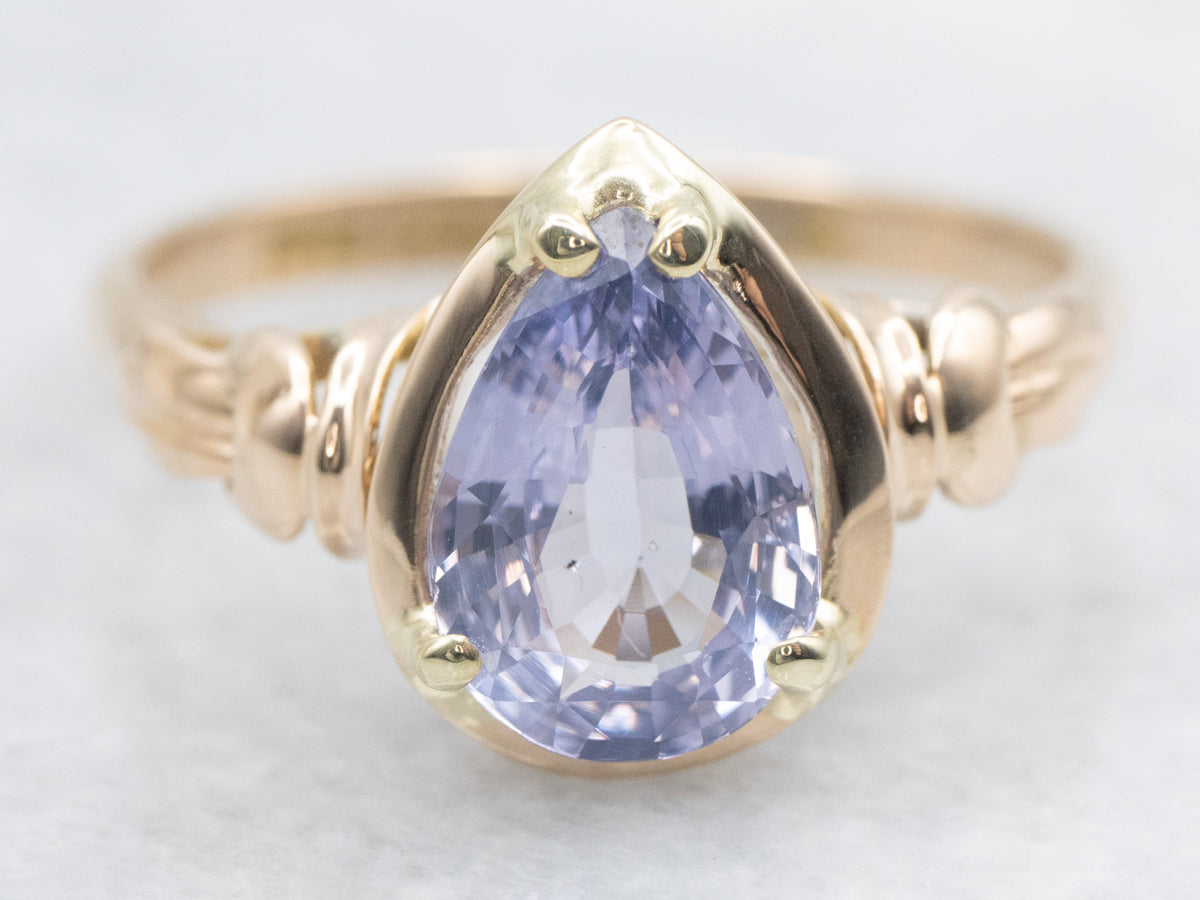 Teardrop Purple Spinel Vintage Solitaire Ring