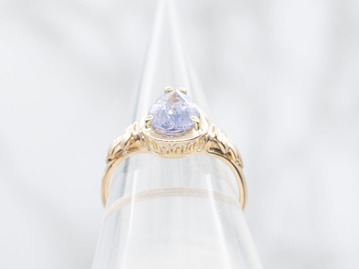Teardrop Purple Spinel Vintage Solitaire Ring
