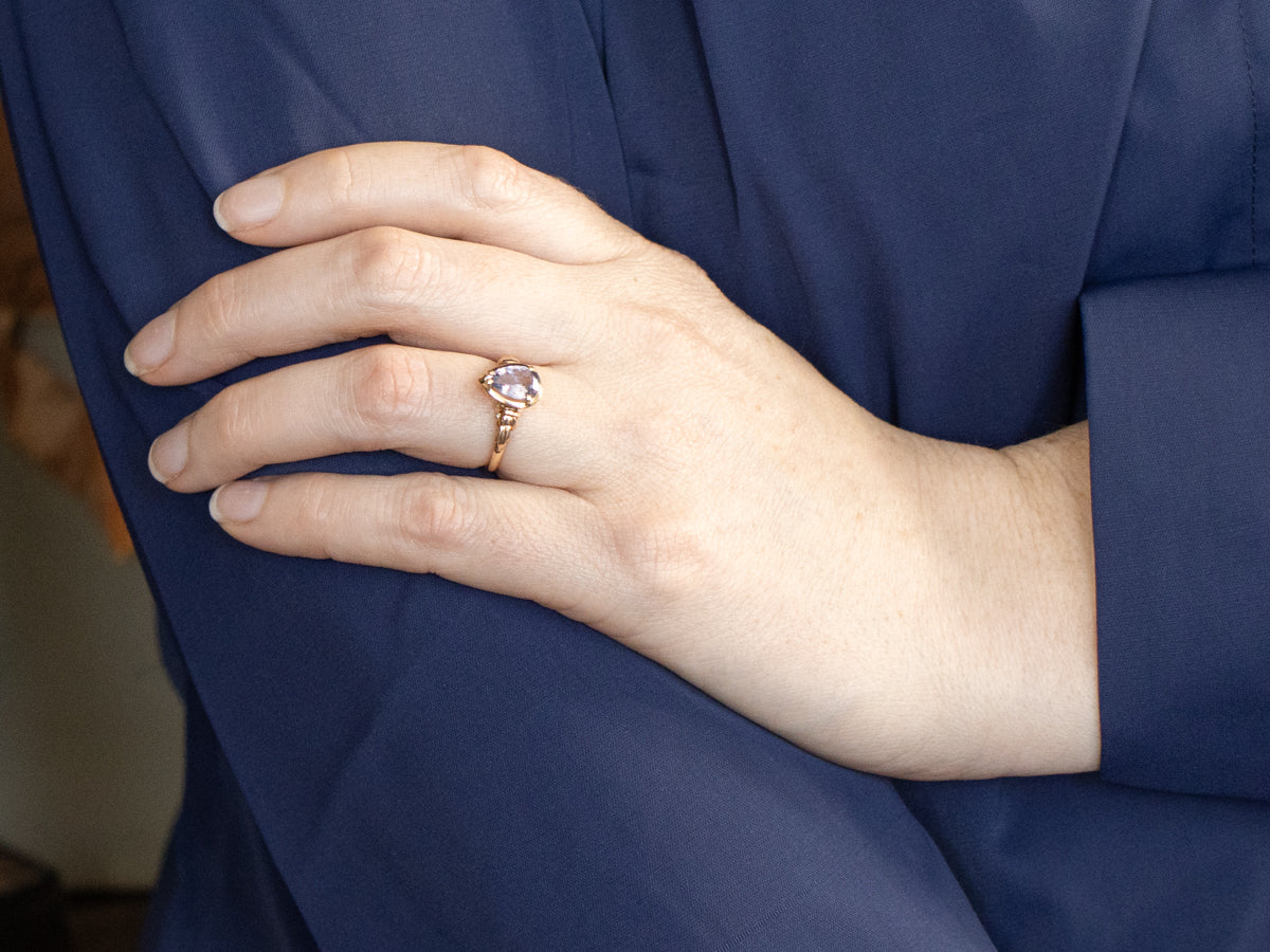 Teardrop Purple Spinel Vintage Solitaire Ring
