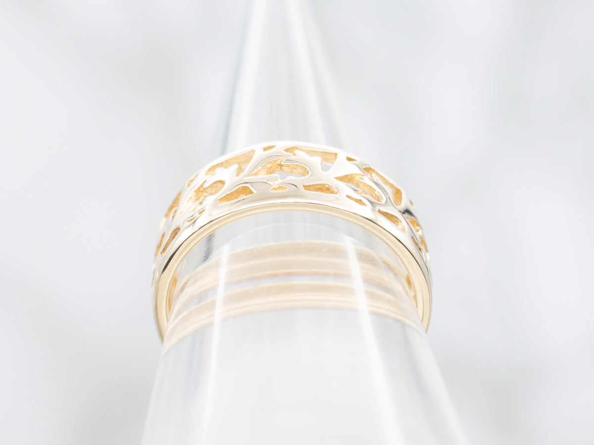 Polished Gold Botanical Filigree Band