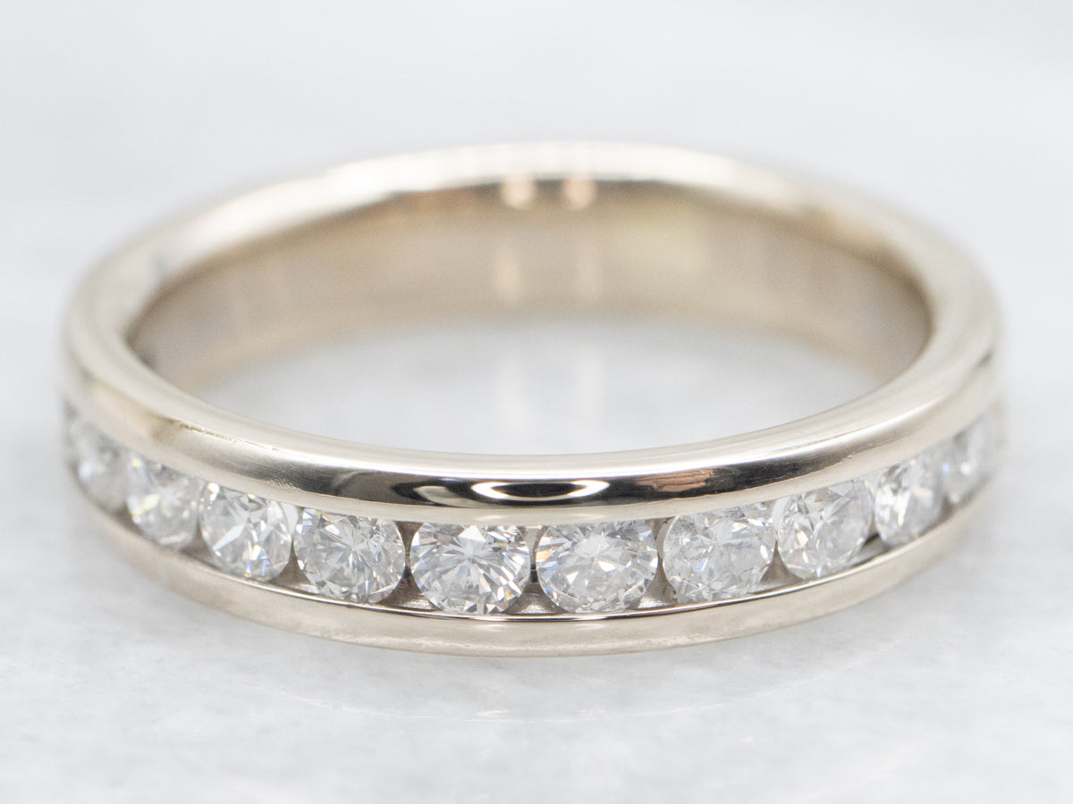 Channel Set White Gold Diamond Band