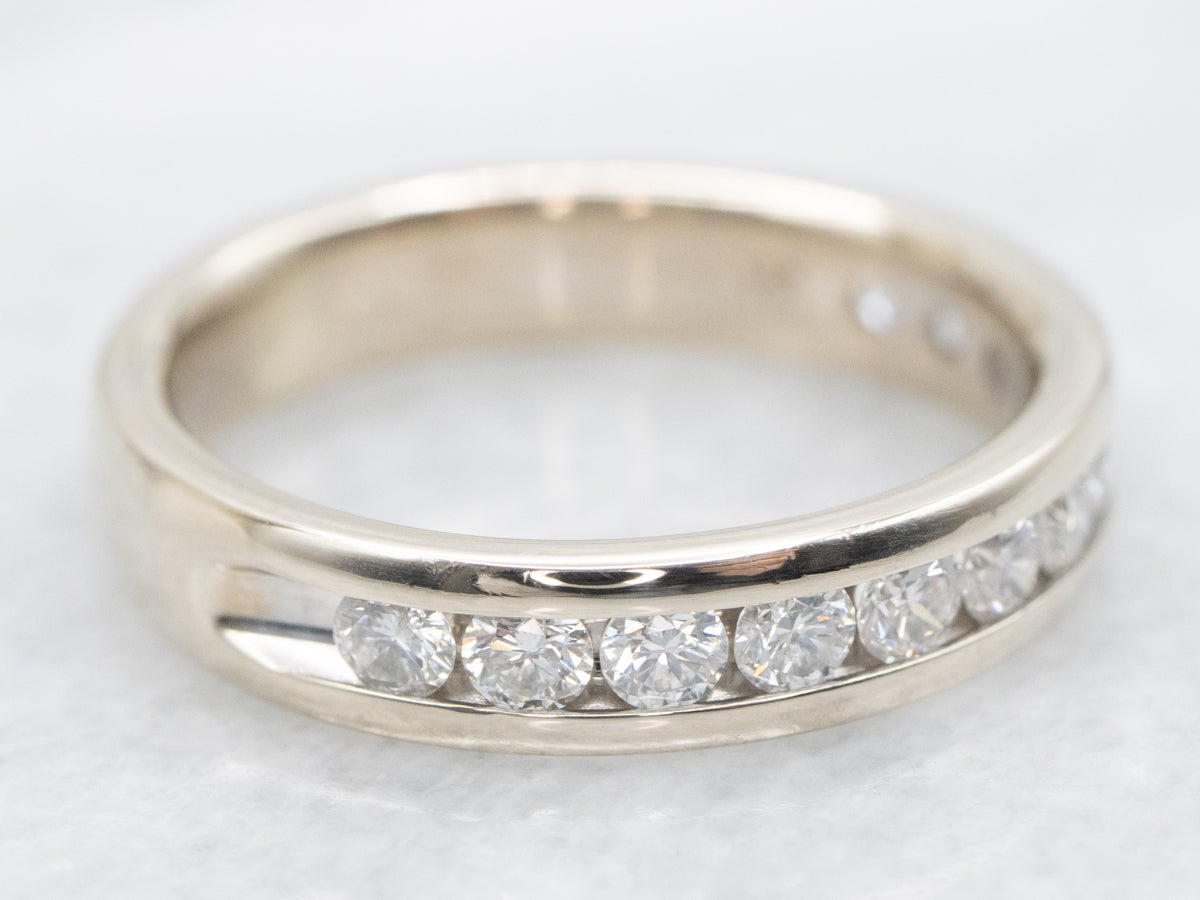 Channel Set White Gold Diamond Band