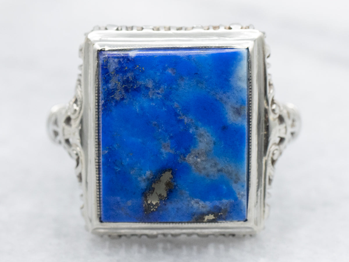 Stunning Art Deco Lapis Cocktail Ring