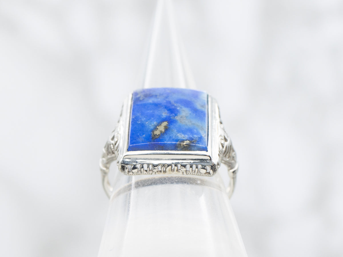 Stunning Art Deco Lapis Cocktail Ring