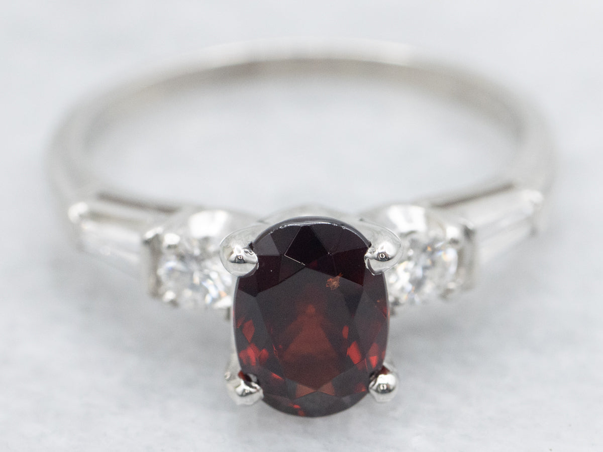 GIA Certified Natural Spinel and Diamond Ring in Vintage Platinum Setting