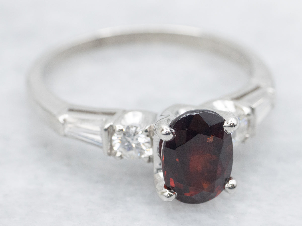 GIA Certified Natural Spinel and Diamond Ring in Vintage Platinum Setting