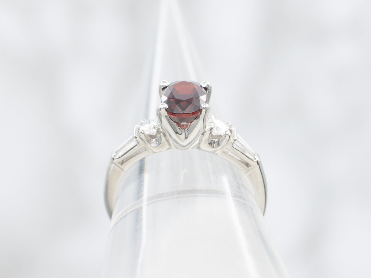 GIA Certified Natural Spinel and Diamond Ring in Vintage Platinum Setting